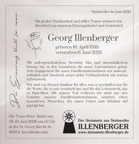 Georg Illenberger Traueranzeige Todesanzeige